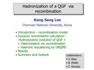 Hadronization of a QGP via recombination