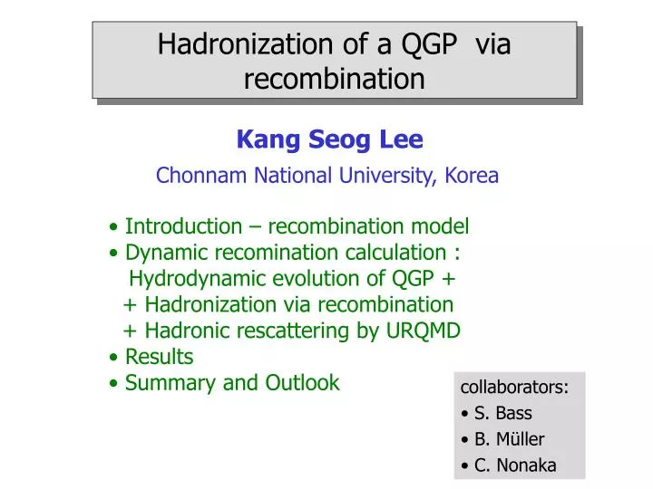 hadronization of a qgp via recombination