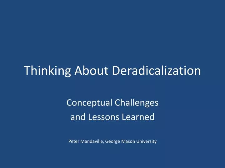 thinking about deradicalization