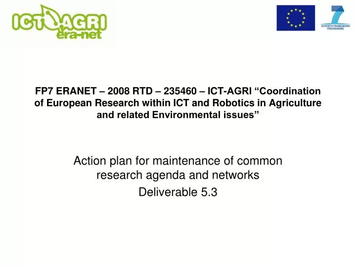 action plan for maintenance of common research agenda and networks deliverable 5 3