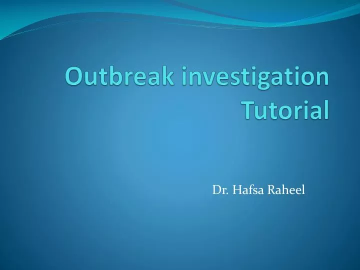 outbreak investigation tutorial