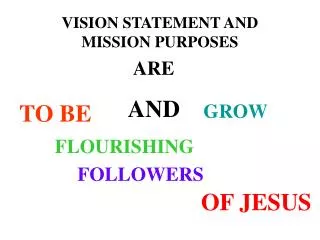 VISION STATEMENT AND MISSION PURPOSES