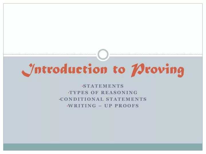 introduction to proving