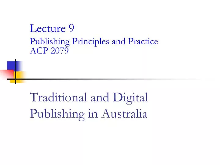 traditional and digital publishing in australia