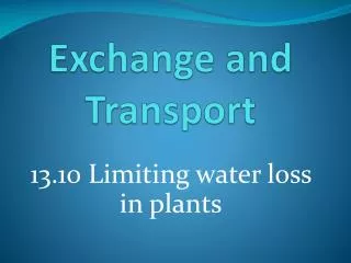 Exchange and Transport