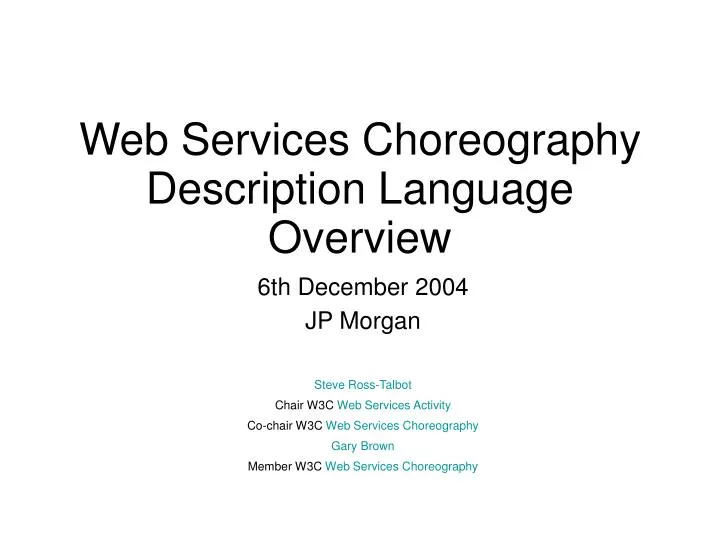web services choreography description language overview