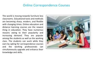 Online Correspondence Courses