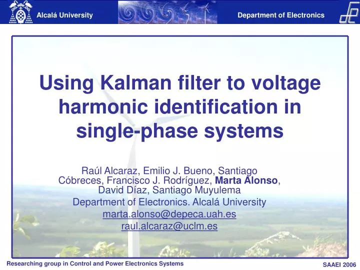 using kalman filter to voltage harmonic identification in single phase systems