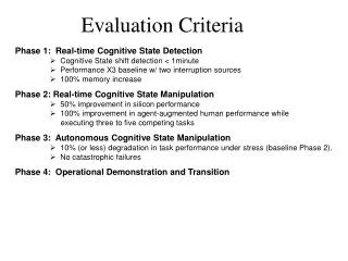 Evaluation Criteria