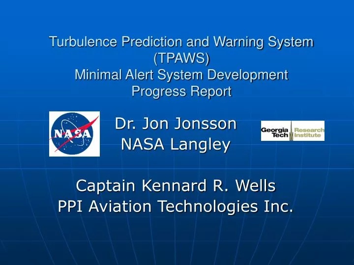 turbulence prediction and warning system tpaws minimal alert system development progress report