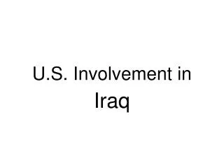 U.S. Involvement in