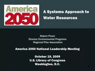A Systems Approach to Water Resources