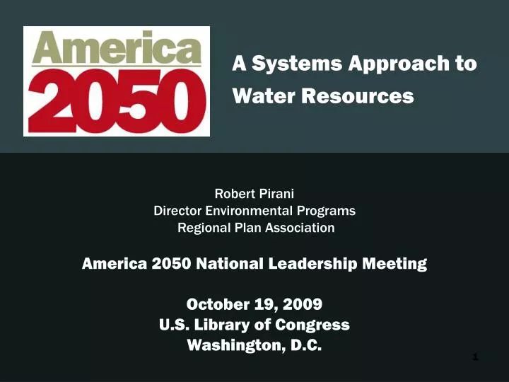 a systems approach to water resources