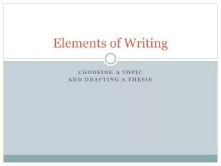 Elements of Writing