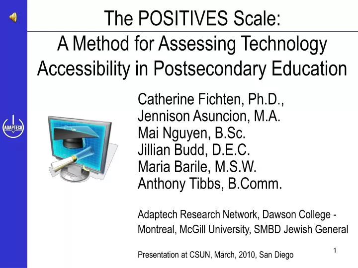 the positives scale a method for assessing technology accessibility in postsecondary education