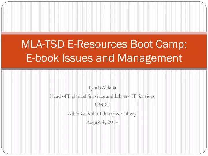 mla tsd e resources boot camp e book issues and management