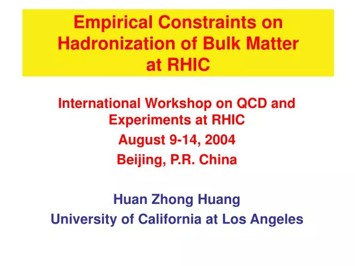 empirical constraints on hadronization of bulk matter at rhic