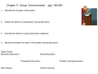 Chapter 11, Group Communication	 pgs. 193-205