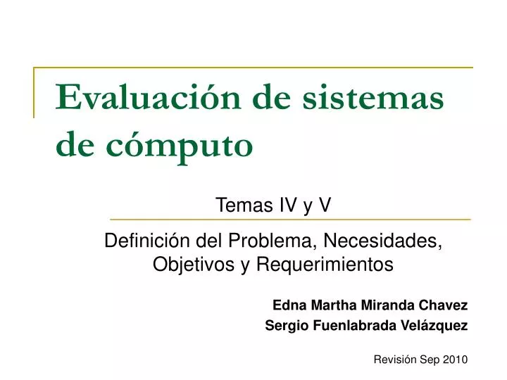 evaluaci n de sistemas de c mputo