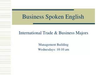 Business Spoken English