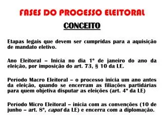 fases do processo eleitoral