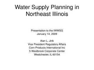 Water Supply Planning in Northeast Illinois