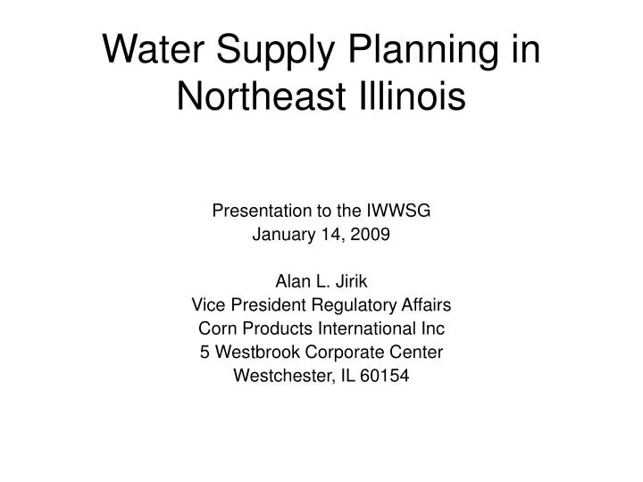 water supply planning in northeast illinois