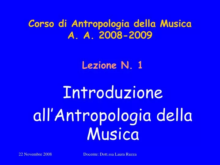 corso di antropologia della musica a a 2008 2009
