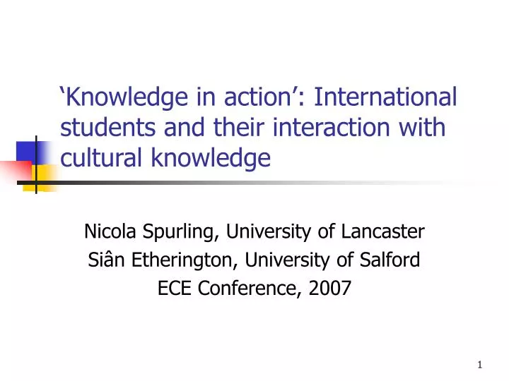 knowledge in action international students and their interaction with cultural knowledge