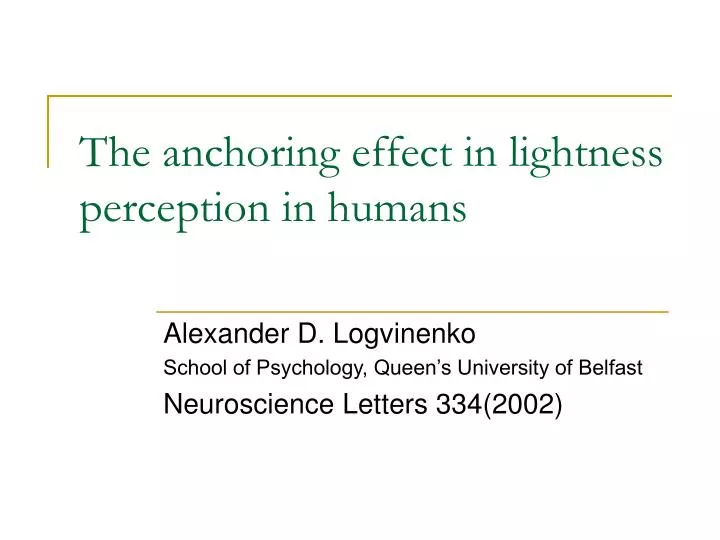 the anchoring effect in lightness perception in humans