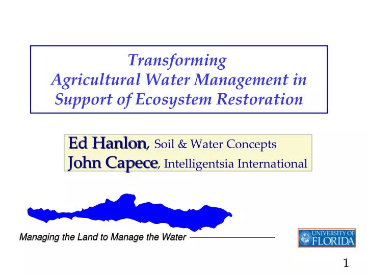 transforming agricultural water management in support of ecosystem restoration