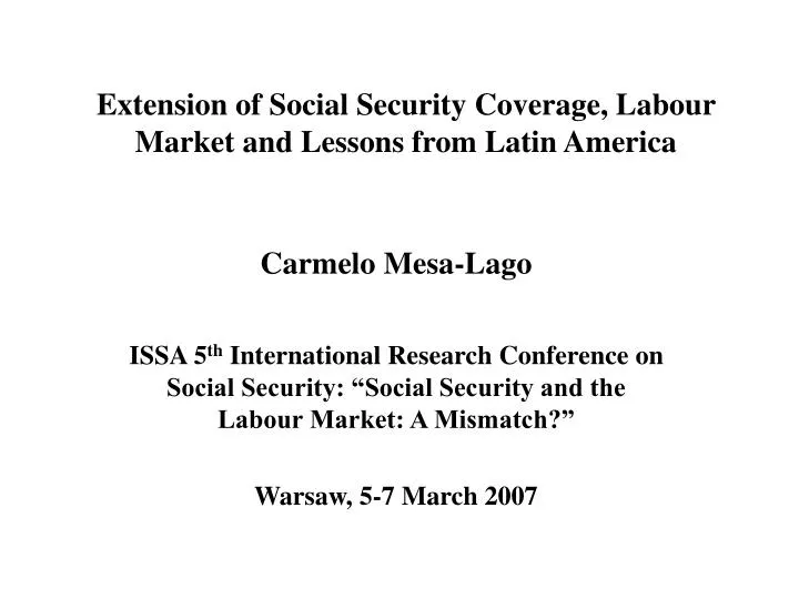 extension of social security coverage labour market and lessons from latin america
