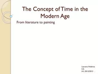 The Concept of Time in the Modern Age