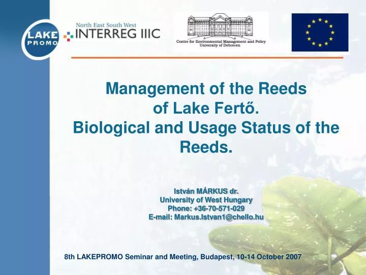 management of the reeds of lake fert biological and usage status of the reeds