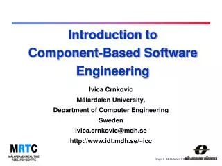 Introduction to Component-Based Software Engineering