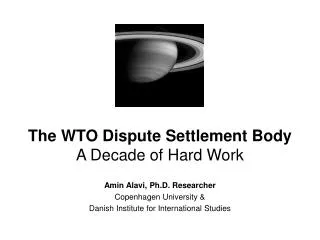 The WTO Dispute Settlement Body A Decade of Hard Work