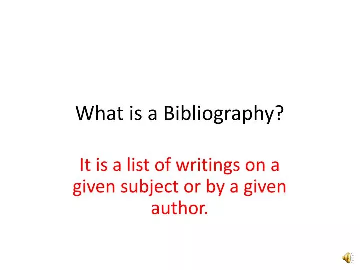 what is a bibliography