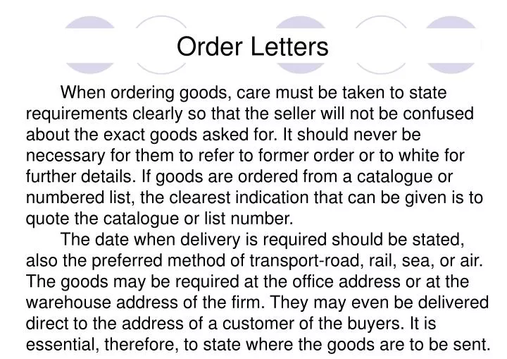 order letters