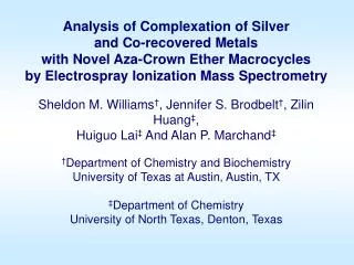 Analysis of Complexation of Silver and Co-recovered Metals