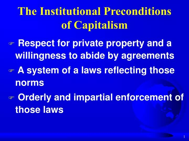 the institutional preconditions of capitalism