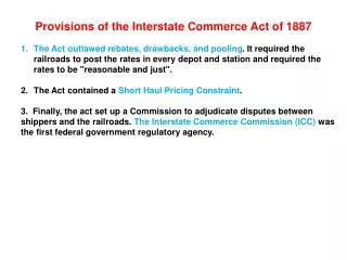 Provisions of the Interstate Commerce Act of 1887