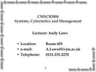 CMSCB3004 Systems, Cybernetics and Management