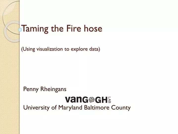 taming the fire hose using visualization to explore data