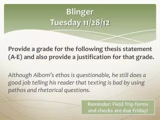 Blinger Tuesday 11/28/12