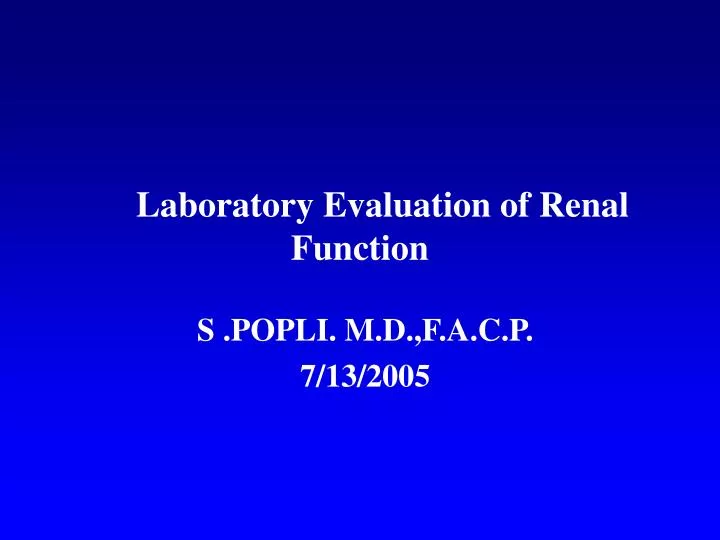 laboratory evaluation of renal function