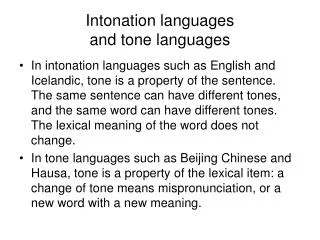 Intonation languages and tone languages