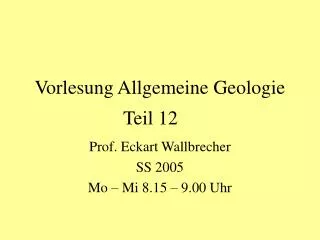 vorlesung allgemeine geologie