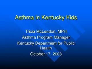 Asthma in Kentucky Kids