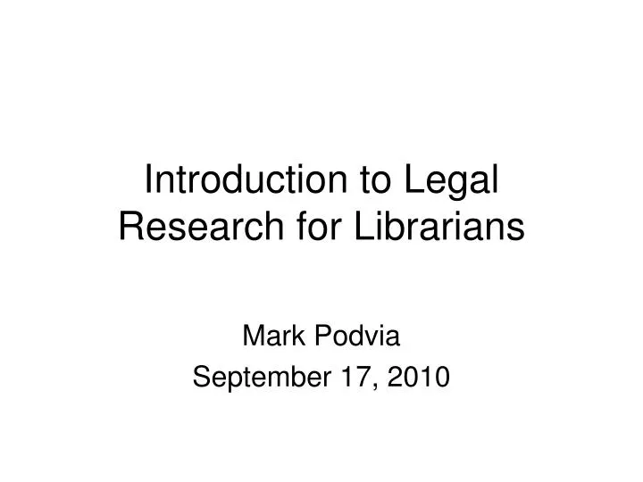 introduction to legal research for librarians