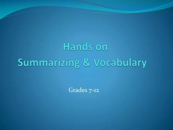 hands on summarizing vocabulary